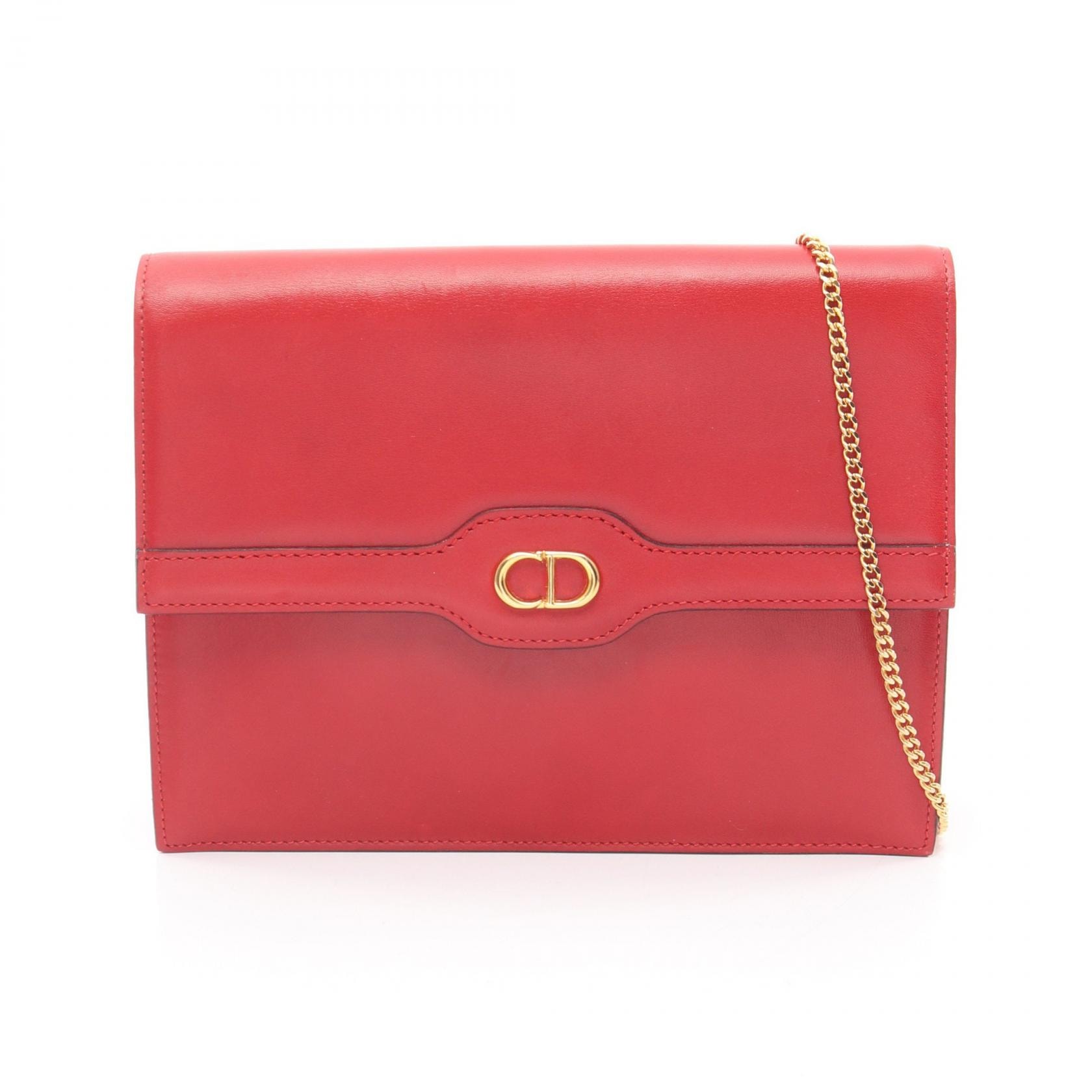 ディオール Dior CDロゴ ショルダーバッグ バッグ レザー レディース レッド系 【中古】