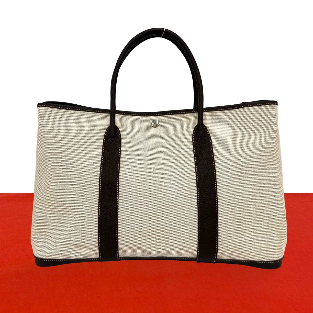 HERMES エルメス ガーデンパーティ GM トワルアッシュ ブッフル トートバッグ ブラウン
619-9