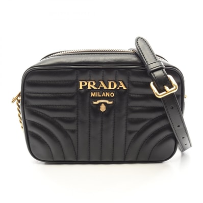 プラダ PRADA SOFT CALF IMPUN ショルダーバッグ バッグ レザー レディース ブラック系 1BH084 【中古】