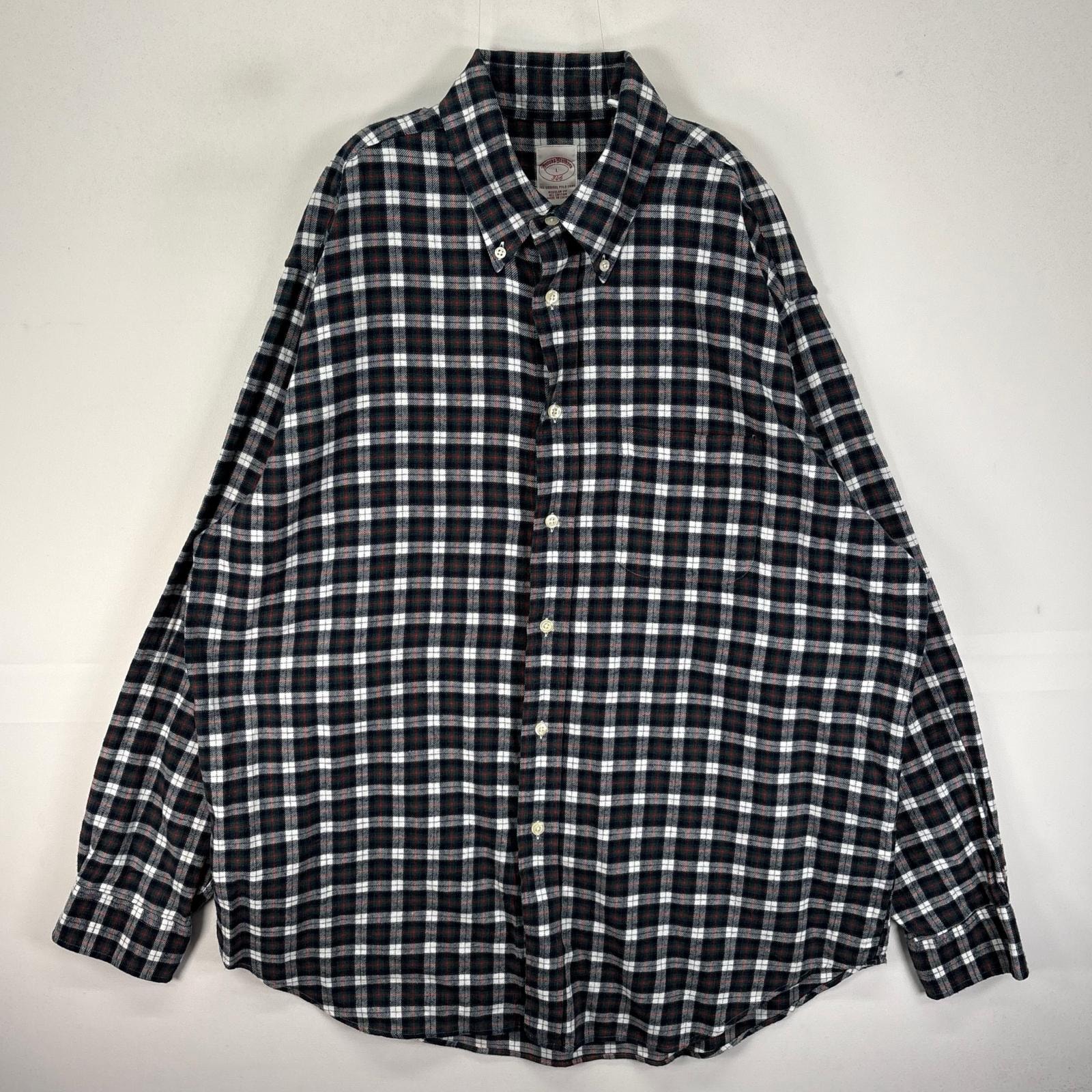 古着 ブルックスブラザーズ Brooks Brothers 長袖シャツ ボタンダウン 胸ポケット フランネル L  グリーン系 チェック メンズ