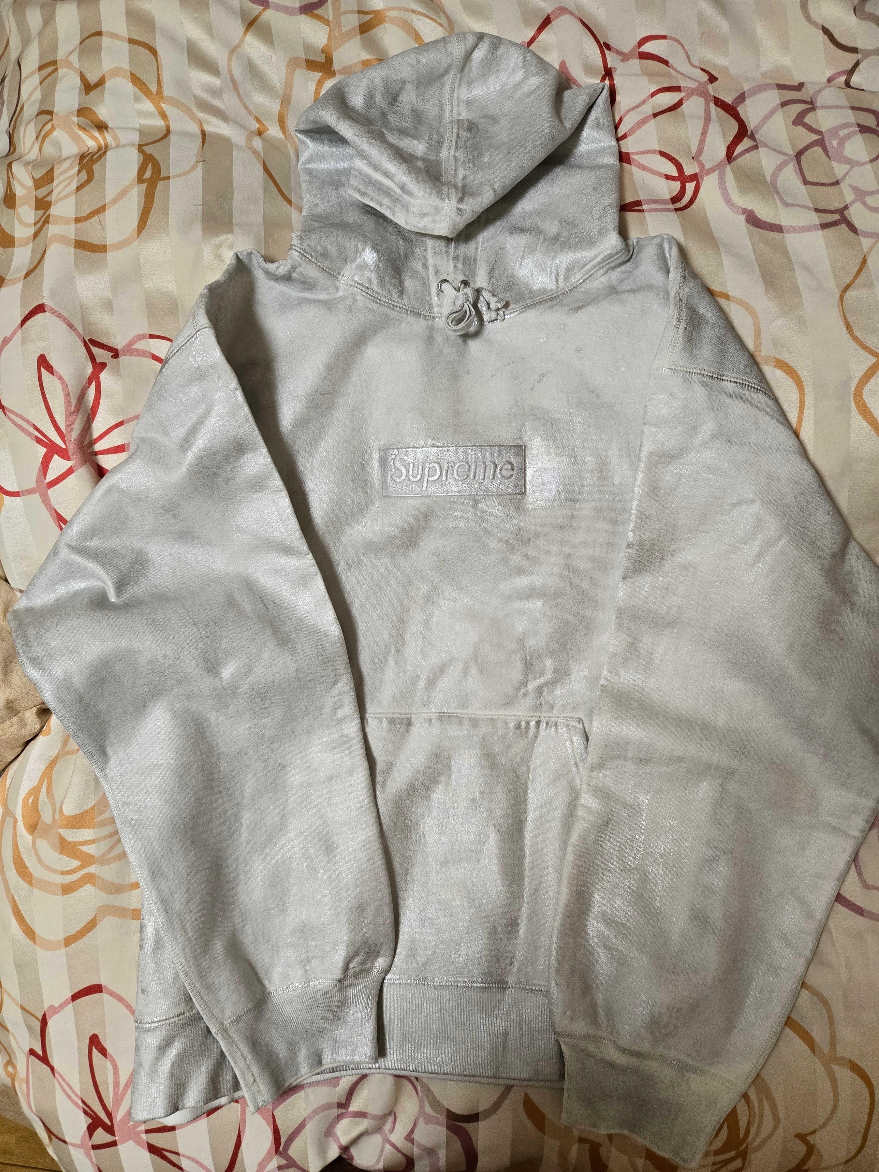 Supreme x MM6 Maison Margiela Foil Box Logo Hooded Sweatshirt "White"