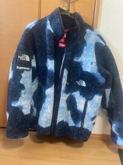 Supreme x The North Face Bleached Denim Print Fleece Jacket "Indigo"