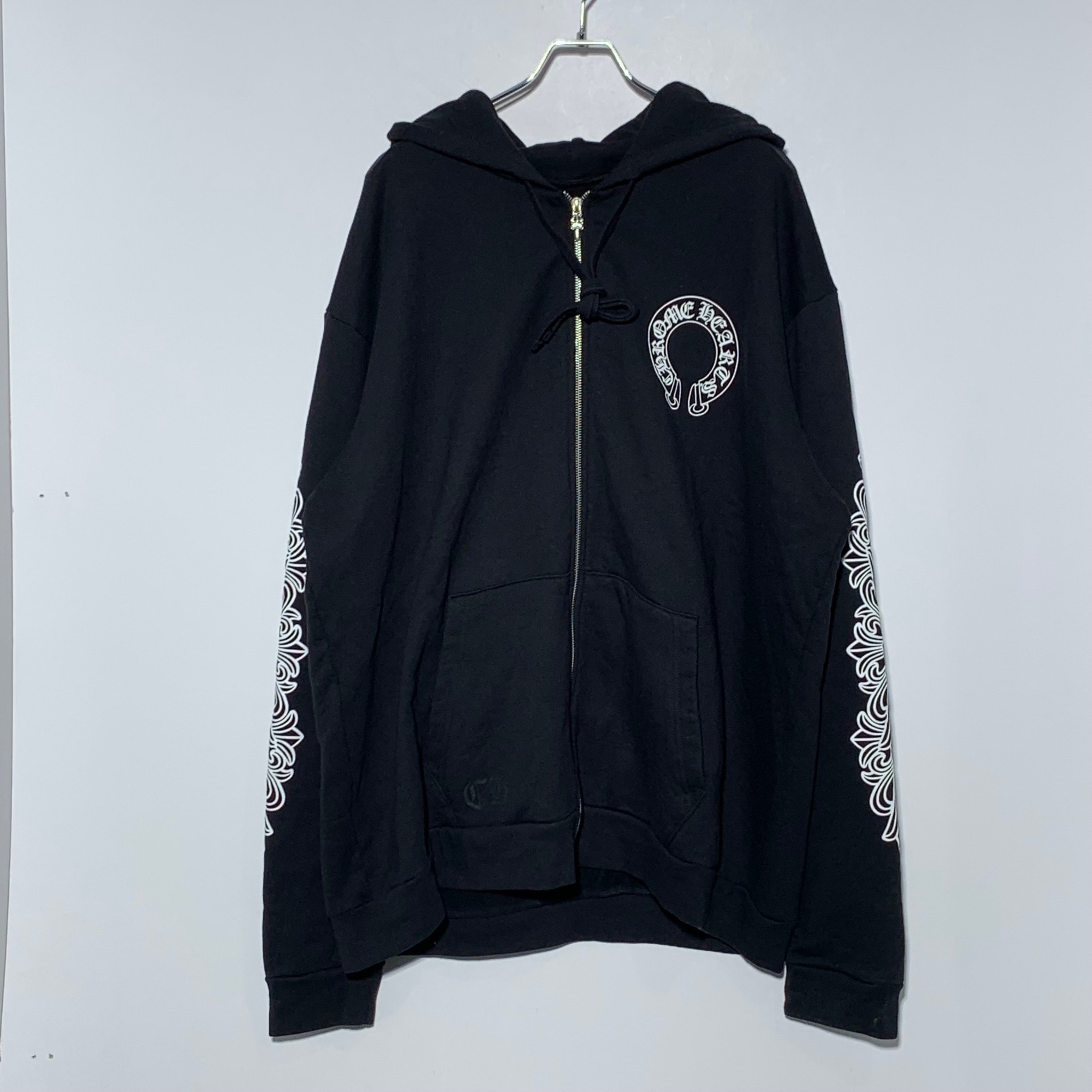 Chrome Hearts Horseshoe Floral Cross Fleece Zip-Up Hoodie "Black"