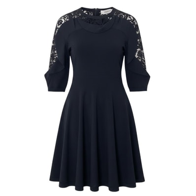 VALENTINO ヴァレンティノ レースデザイン タイトニットドレス ブラック コットン レーヨン/ ナイロン/ ワンピース A3-00373 【中古】