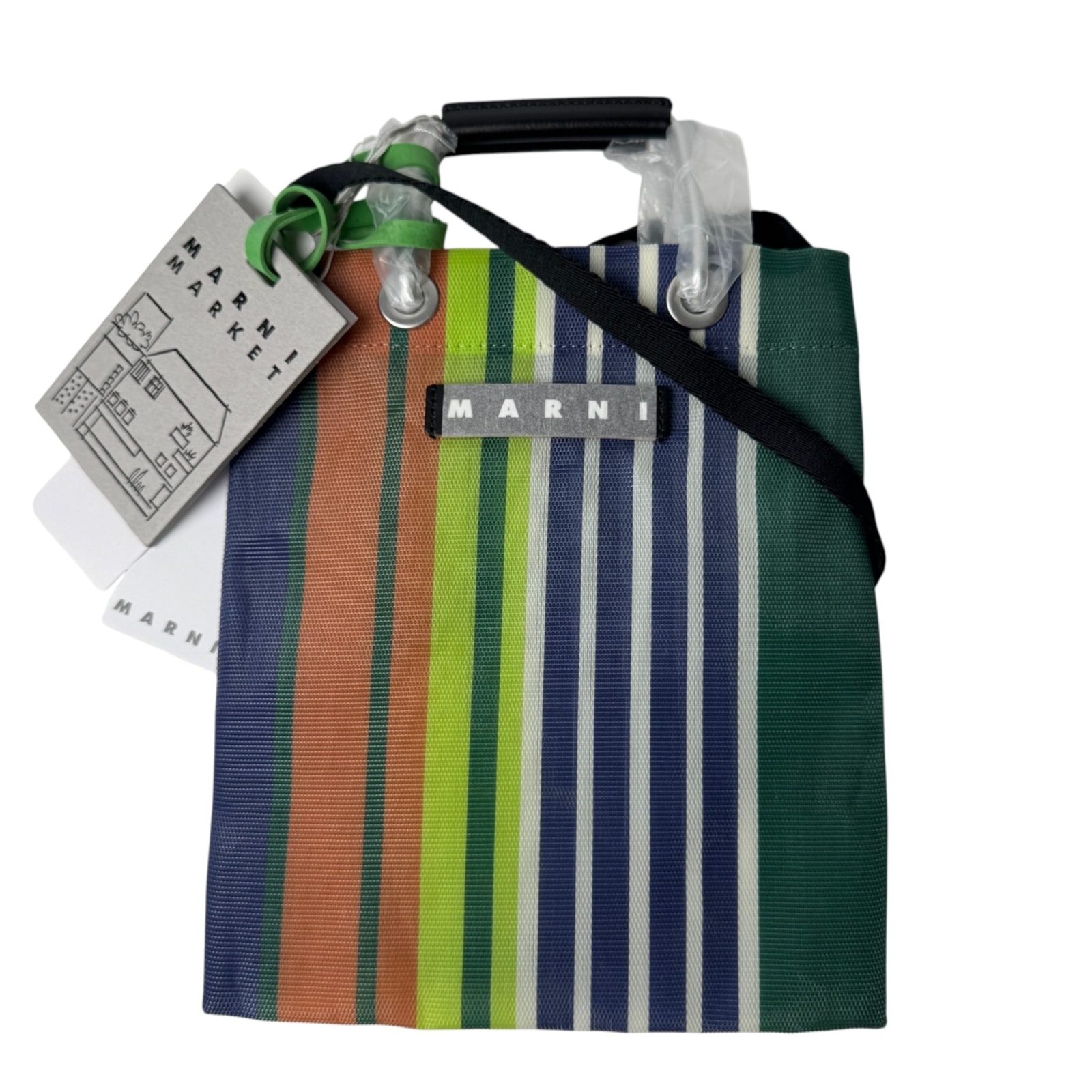 美品 マルニ MARNI 2way ストライプ ミニ ショルダーバッグ ハンドバッグ 斜めがけ クロスボディ SHMH0106A0 レディース