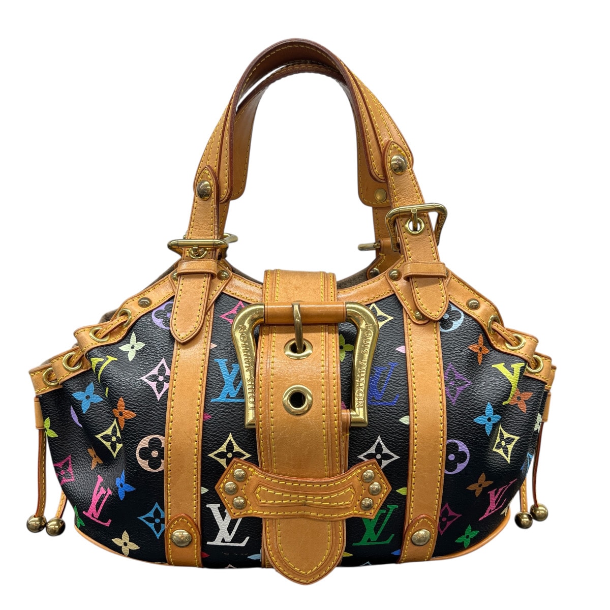 LOUIS VUITTON 希少 ルイヴィトン テダGM モノグラムマルチカラー ノワール トートバッグ M92345 PVC レザー FL0064 ブラック マルチカラー ハンドバッグ 村上隆 LV ヴィトン Bランク 中古 鑑定済 ヴィトンバッグ