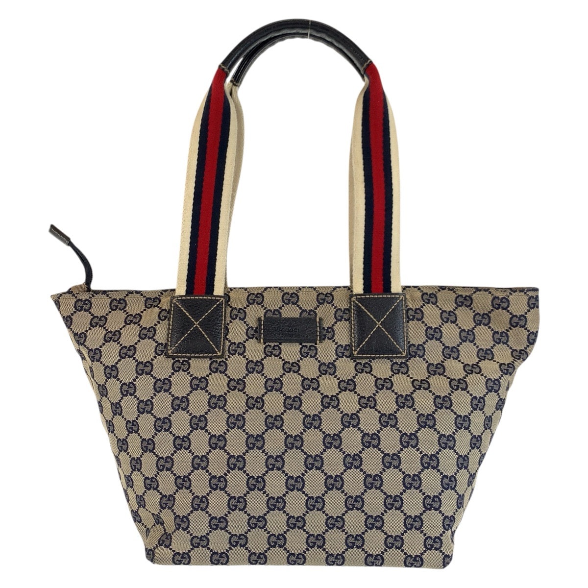 美品 GUCCI グッチ シェリーライン グレー ネイビー GGキャンバス レザー/ トートバッグ ショルダーバッグ 602228 【中古】