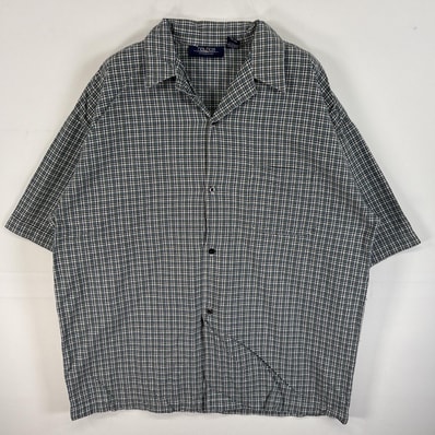 古着 90's/90年代 ノーティカ NAUTICA 半袖シャツ パジャマシャツ 胸ポケ オープンカラー L グリーン系 チェック メンズ