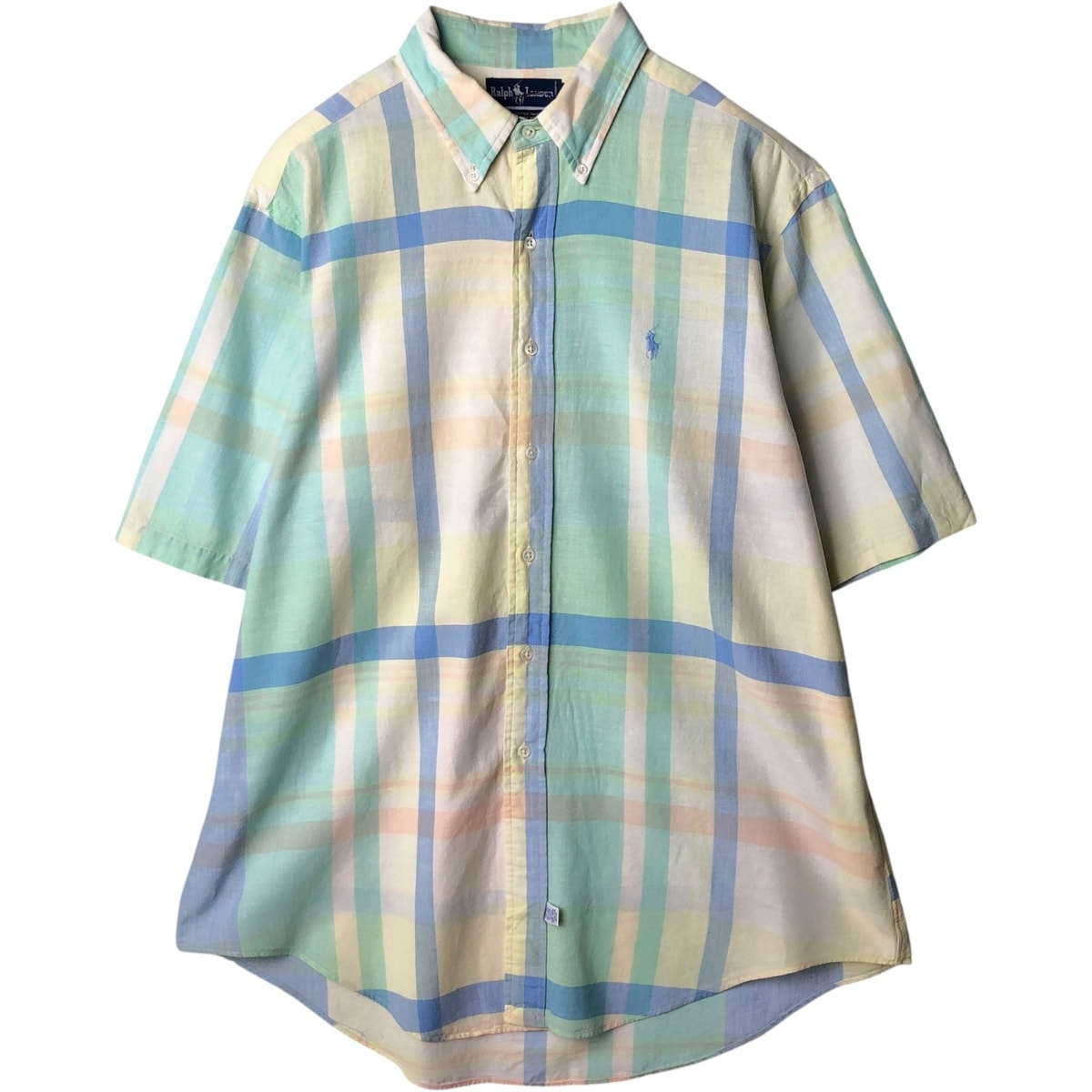 古着 ラルフローレン Ralph Lauren マドラスチェック 半袖 ボタンダウン チェックシャツ メンズXL相当/eaa637747