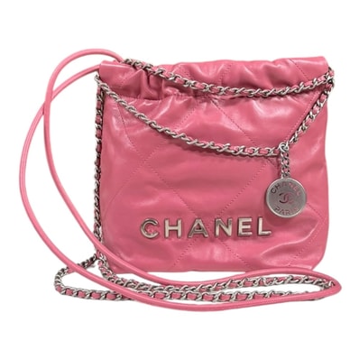 シャネル ミニハンドバック シャネル22 ショルダーバッグ レザー AS3980 ピンク レディース CHANEL 中古