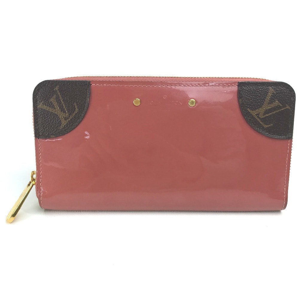 ルイヴィトン LOUIS VUITTON ジッピーヴェニス M62318 モノグラム 長財布 パテントレザー ヴィユーローズ ピンクベージュ系