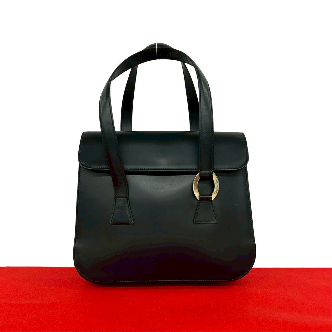 Christian Dior ディオール ロゴ 金具 レザー ハンドバッグ ブラック
 39149
