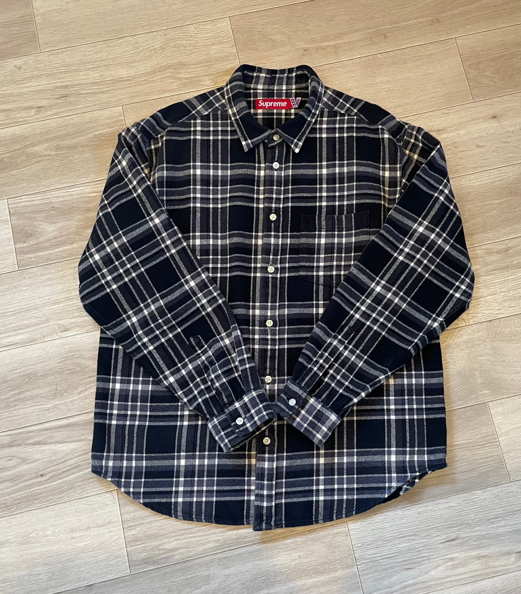 Supreme Old English Plaid Flannel Shirt "Black"
