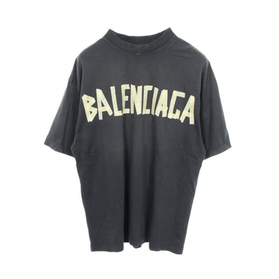 バレンシアガ BALENCIAGA TAPE TYPE ダメージ加工 半袖Tシャツ 衣料品 トップス コットン メンズ レディース グレー系 739784 【中古】