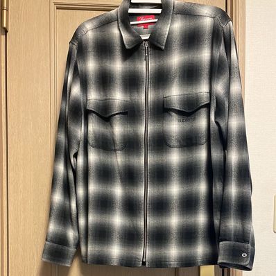 Supreme Shadow Plaid Flannel Zip Up Shirt "Black"