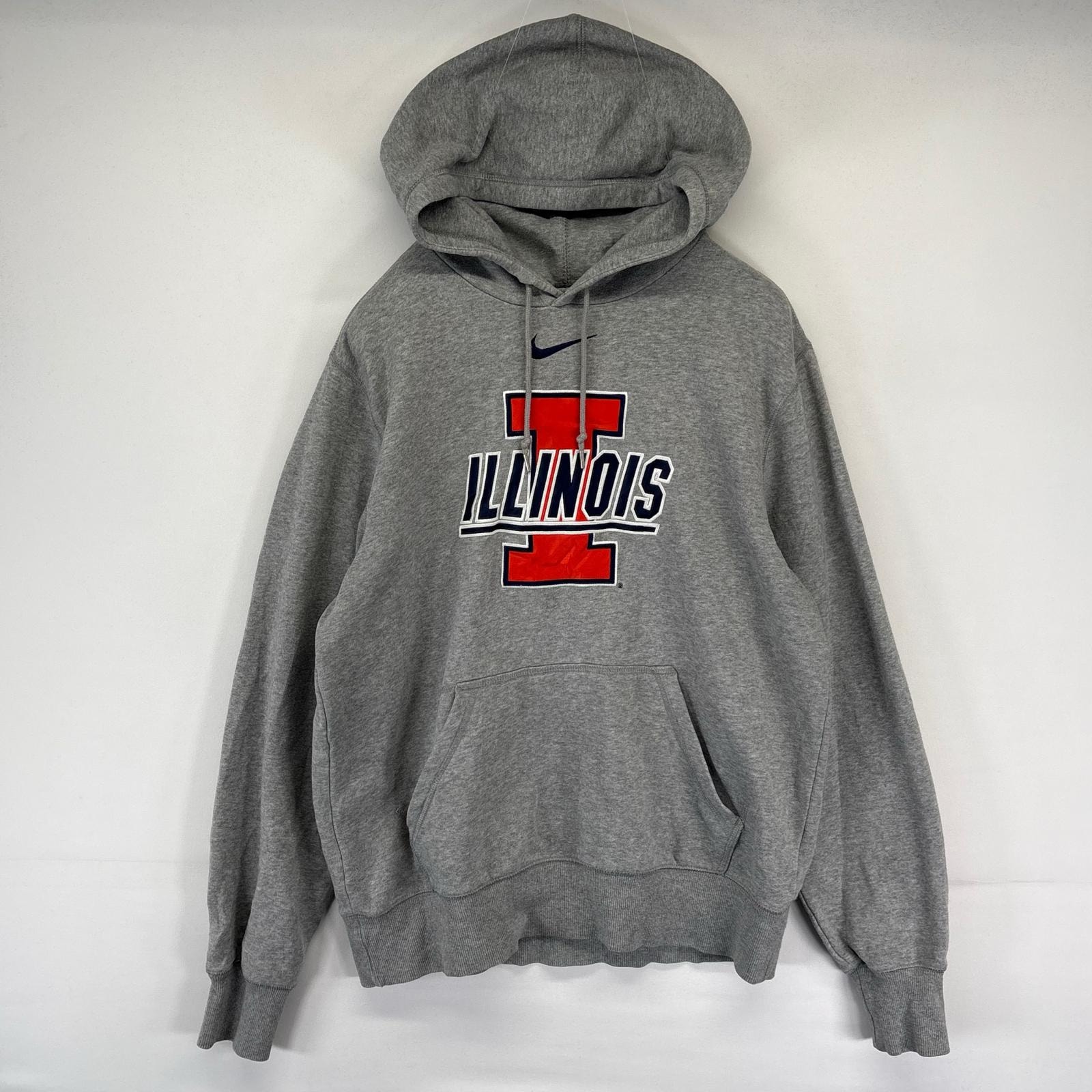 古着 ナイキ NIKE パーカー プルオーバー カレッジロゴ センタースウッシュ スウェット M  グレー系 メンズ