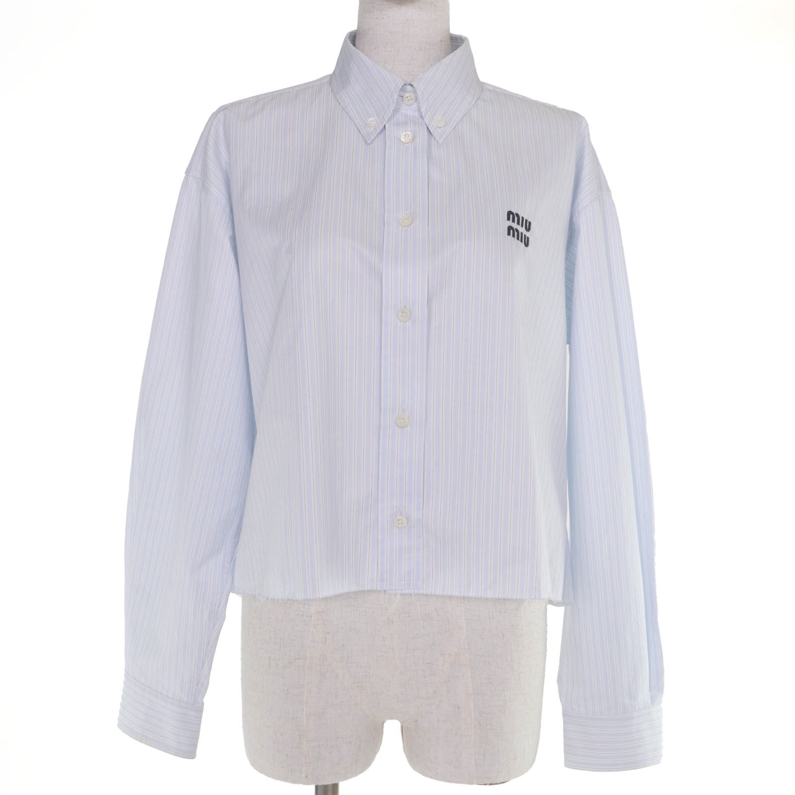 極美品 ミュウミュウ 長袖シャツ ライトブルー レディース 36 MK1659