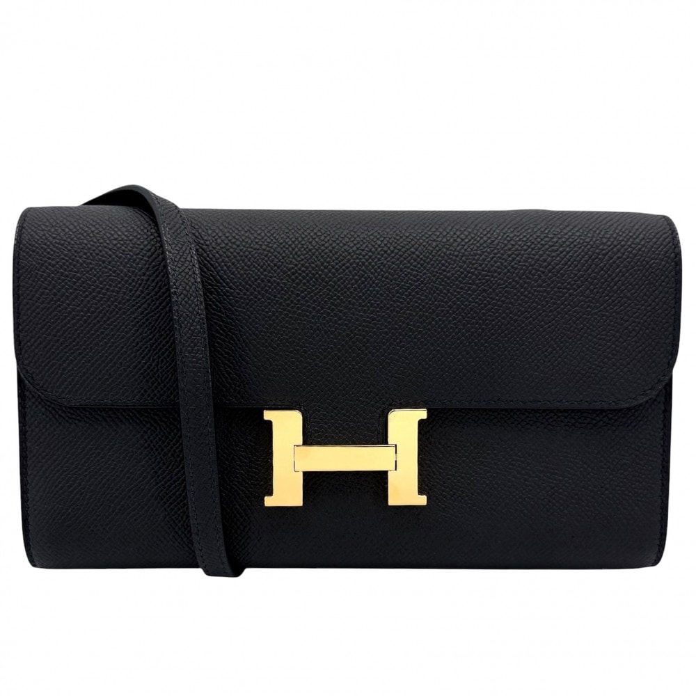 HERMES エルメス ショルダーバッグ コンスタンスロング トゥーゴー ショルダーウォレット ロングウォレット 長財布 K刻印 ヴォーエプソン    ブラック 黒 ゴールド金具 レディース 美品 2025年【中古品】