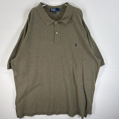 古着 90's/90年代 ポロバイラルフローレン Polo by Ralph Lauren 半袖 ポロシャツ ロゴ 刺繍 大きいサイズ 2ボタン 3X グリーン 無地 メンズ