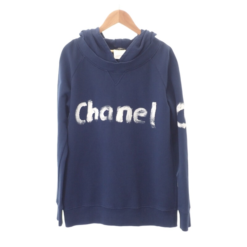 シャネル CHANEL ペイントロゴ 2013年クリスマス 顧客限定ノベルティ M C63122K06167AY977 パーカー コットン ネイビー メンズ レディース【中古】【ABランク】