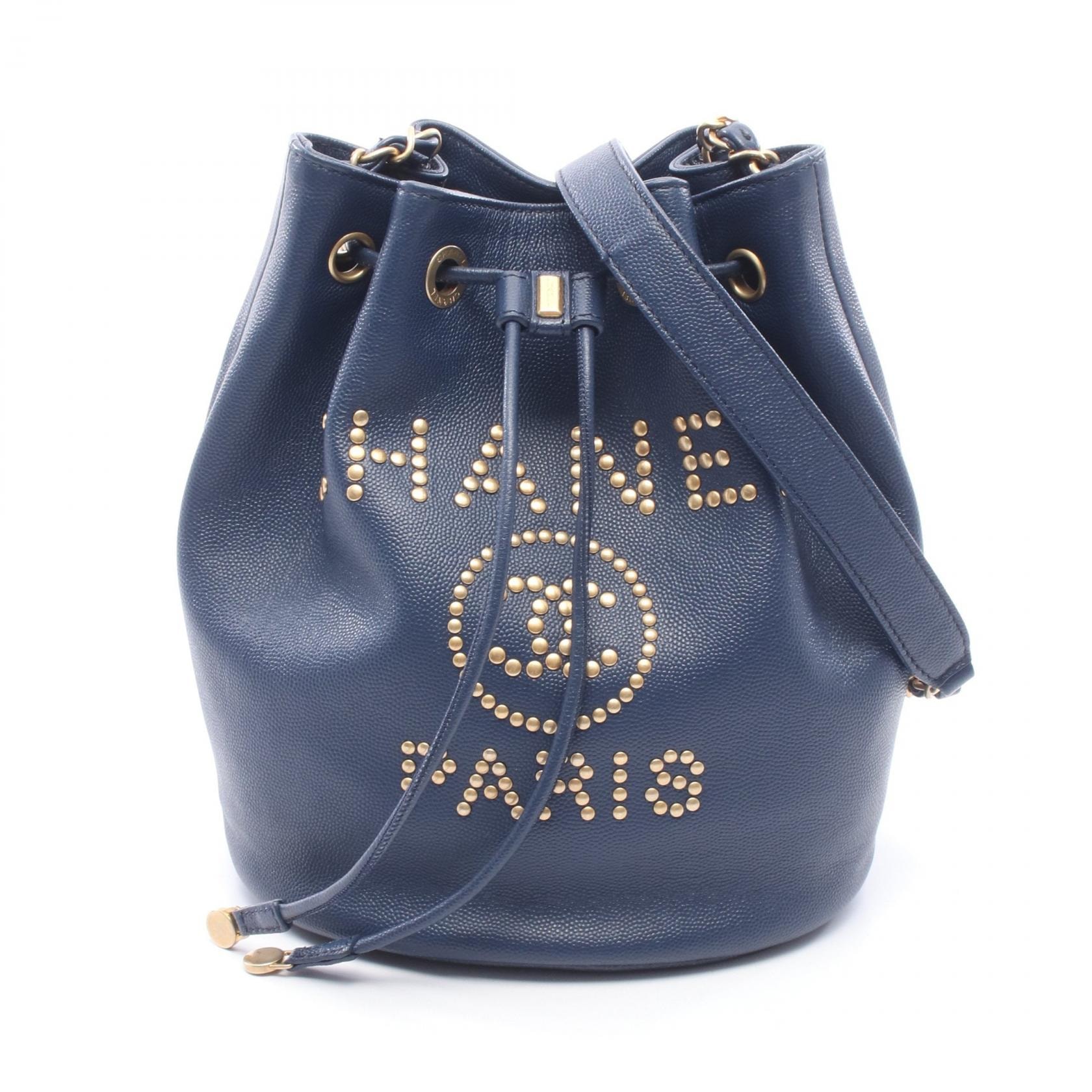 シャネル CHANEL ドーヴィル ショルダーバッグ バッグ レザー レディース ネイビー系 【中古】