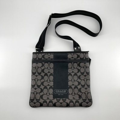 COACH(コーチ) シグネチャー レザー F70444 ショルダーバッグ グレー×ブラック
