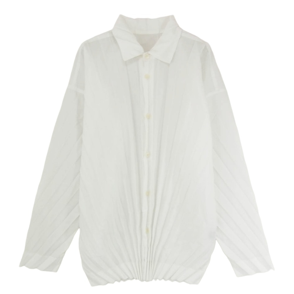HOMME PLISSE ISSEY MIYAKE オム プリッセ イッセイミヤケ 長袖シャツ HP71FJ007 プリーツ 長袖 シャツ ホワイト系 3【中古】
