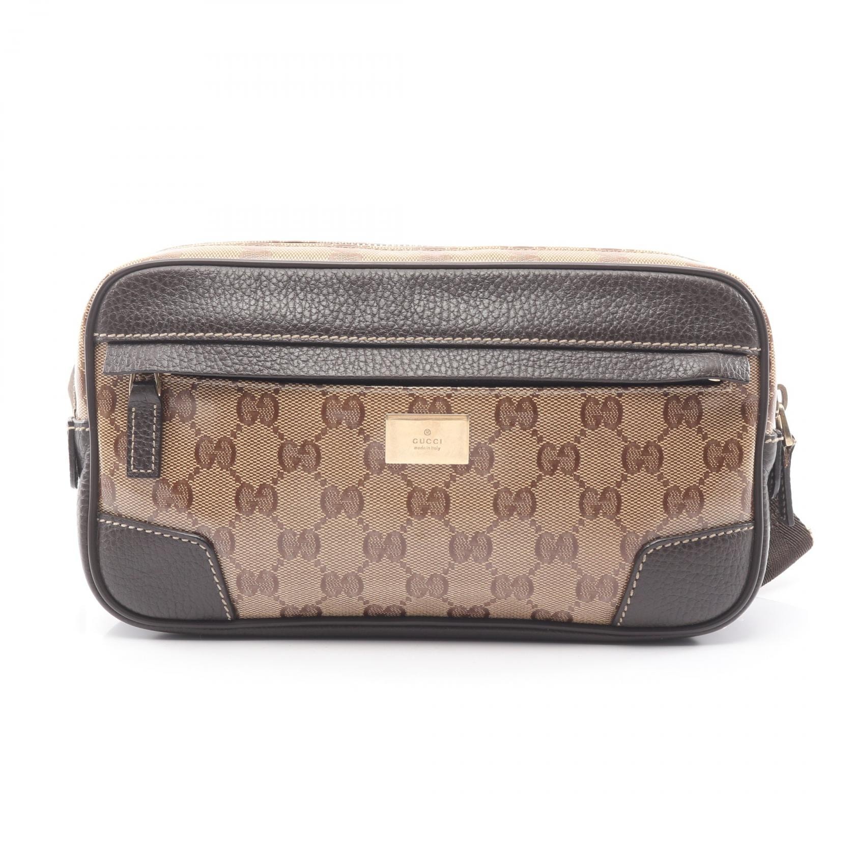 グッチ GUCCI GGクリスタル ウエストバッグ ボディバッグ バッグ PVCコーティングキャンバス レザー メンズ レディース ベージュ系 / ブラウン系 336672 【中古】