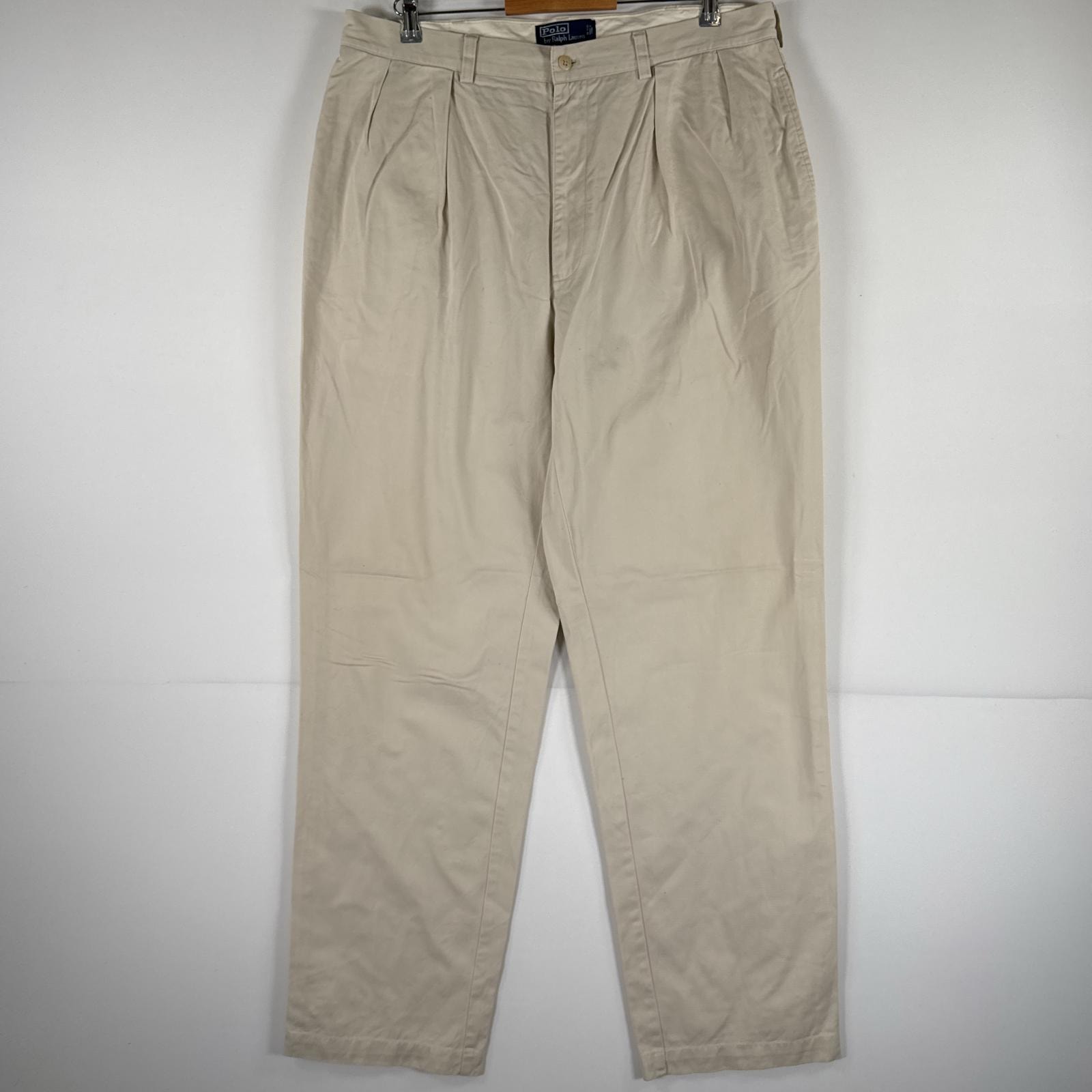 古着 ポロバイラルフローレン Polo by Ralph Lauren チノパンツ ポロチノ ワンポイント スラックス 大きいサイズ w38 L34 ベージュ メンズ