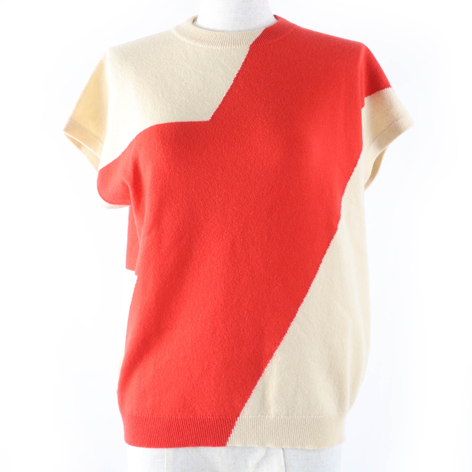 美品 エルメス
 ニット ベージュ レッド レディース 36