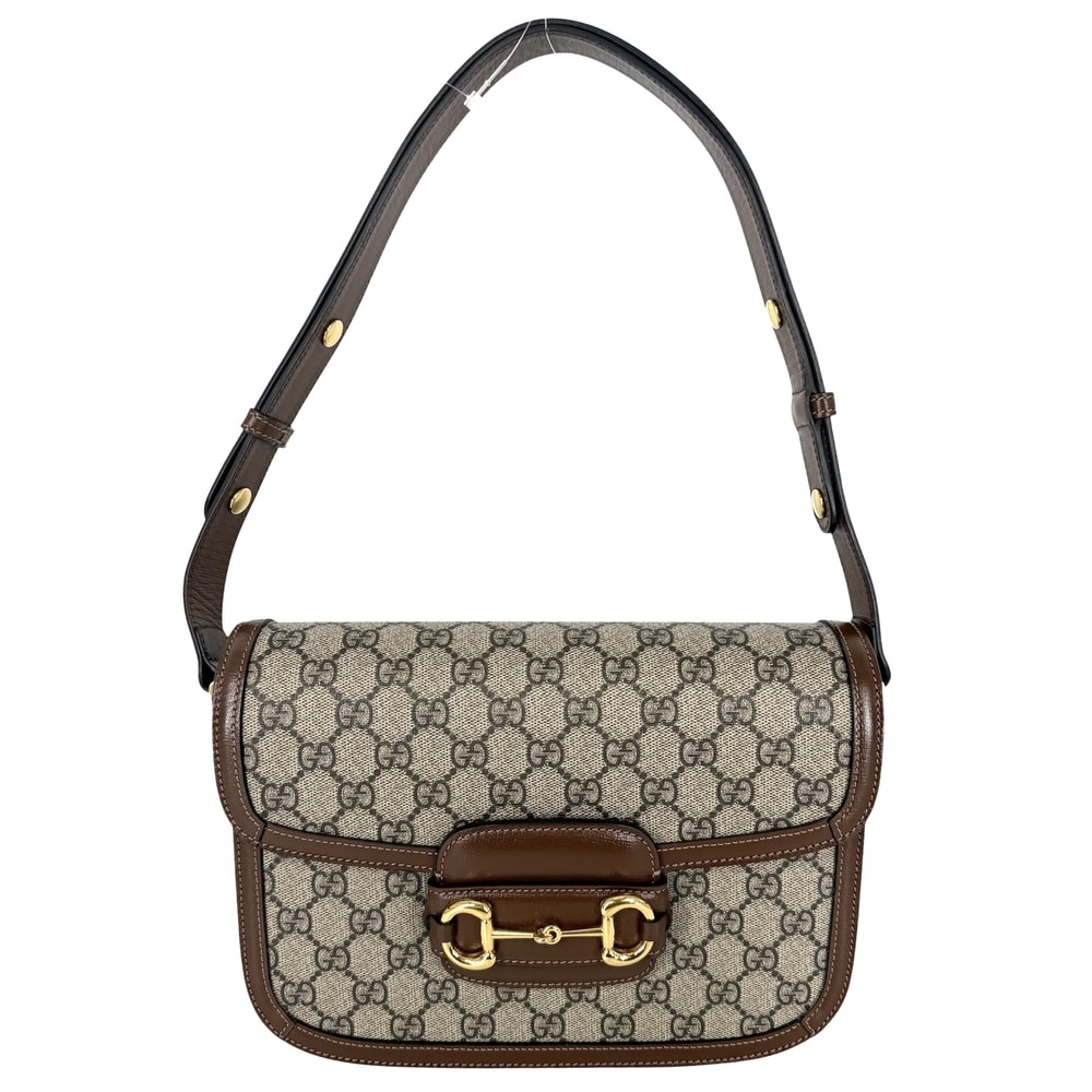 GUCCI グッチ ショルダーバッグ ホースビット1955 ポシェット 肩掛け 斜め掛け 602204 GGスプリームキャンバス  レザー   ブラウン 茶 ベージュ ゴールド金具 レディース 美品【中古品】