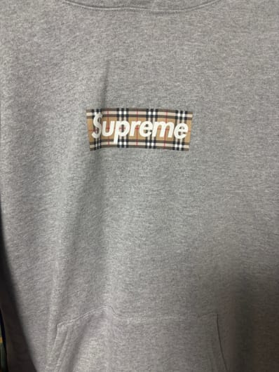 Supreme / Burberry Box Logo Hooded Sweatshirt "Heather Grey"
