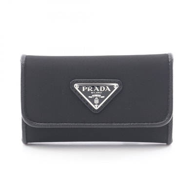 プラダ PRADA UZO TESSUTO 6連 キーケース アクセサリー ナイロン サフィアーノレザー レディース ブラック系 1PG222 【中古】