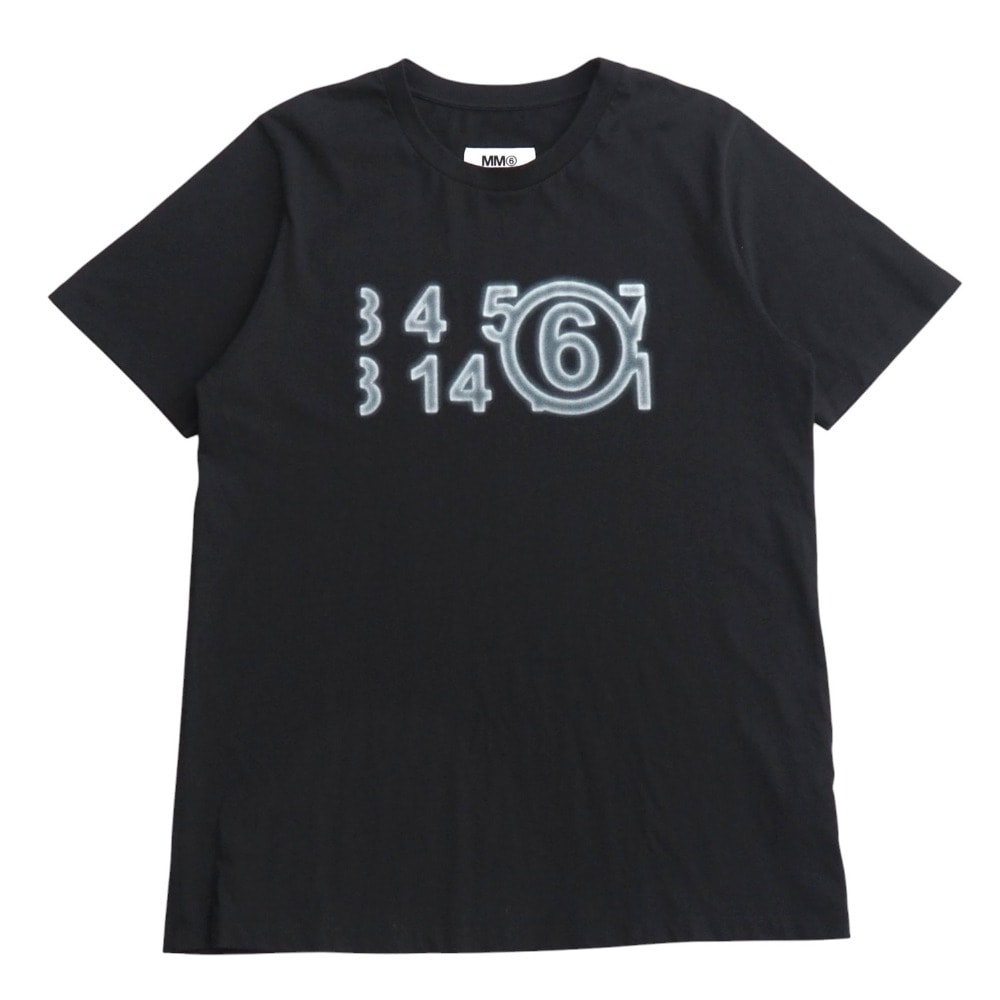 ■美品■2023SS■mm6 maison margiela エムエムシックス メゾン マルジェラ 半袖Tシャツ サイズXL ニューメリックロゴ クルーネック ブラック ブランド古着【中古】20251111/RA6533