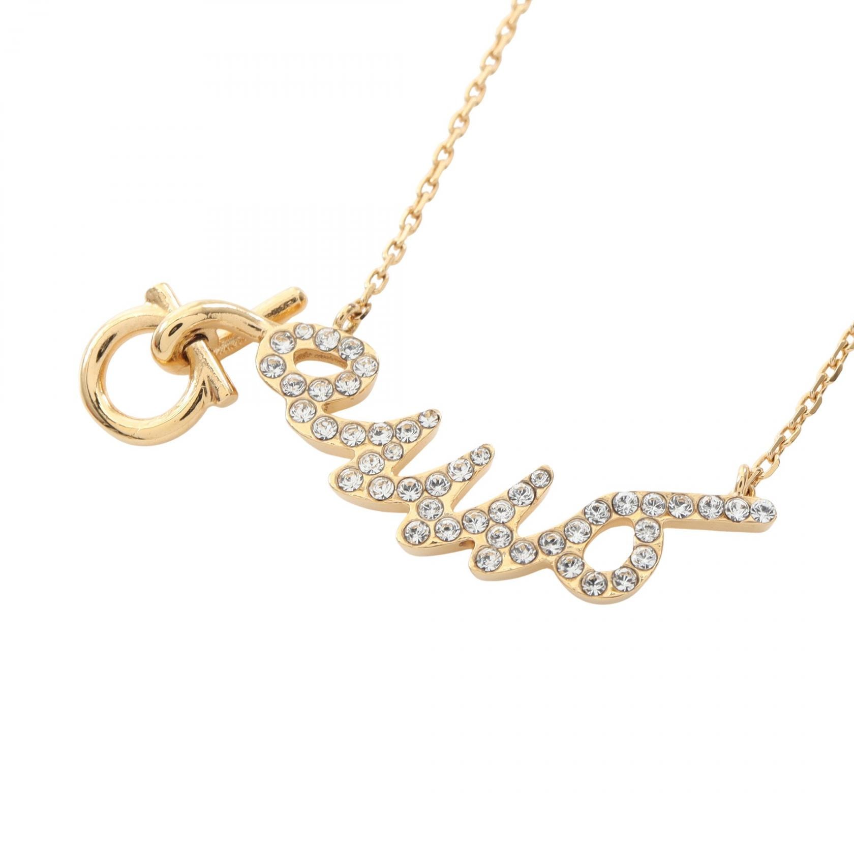 サルヴァトーレフェラガモ Salvatore Ferragamo AMO ガンチーニ ネックレス ジュエリー GP(ゴールドメッキ) ラインストーン レディース ゴールド系 / クリア系 【中古】