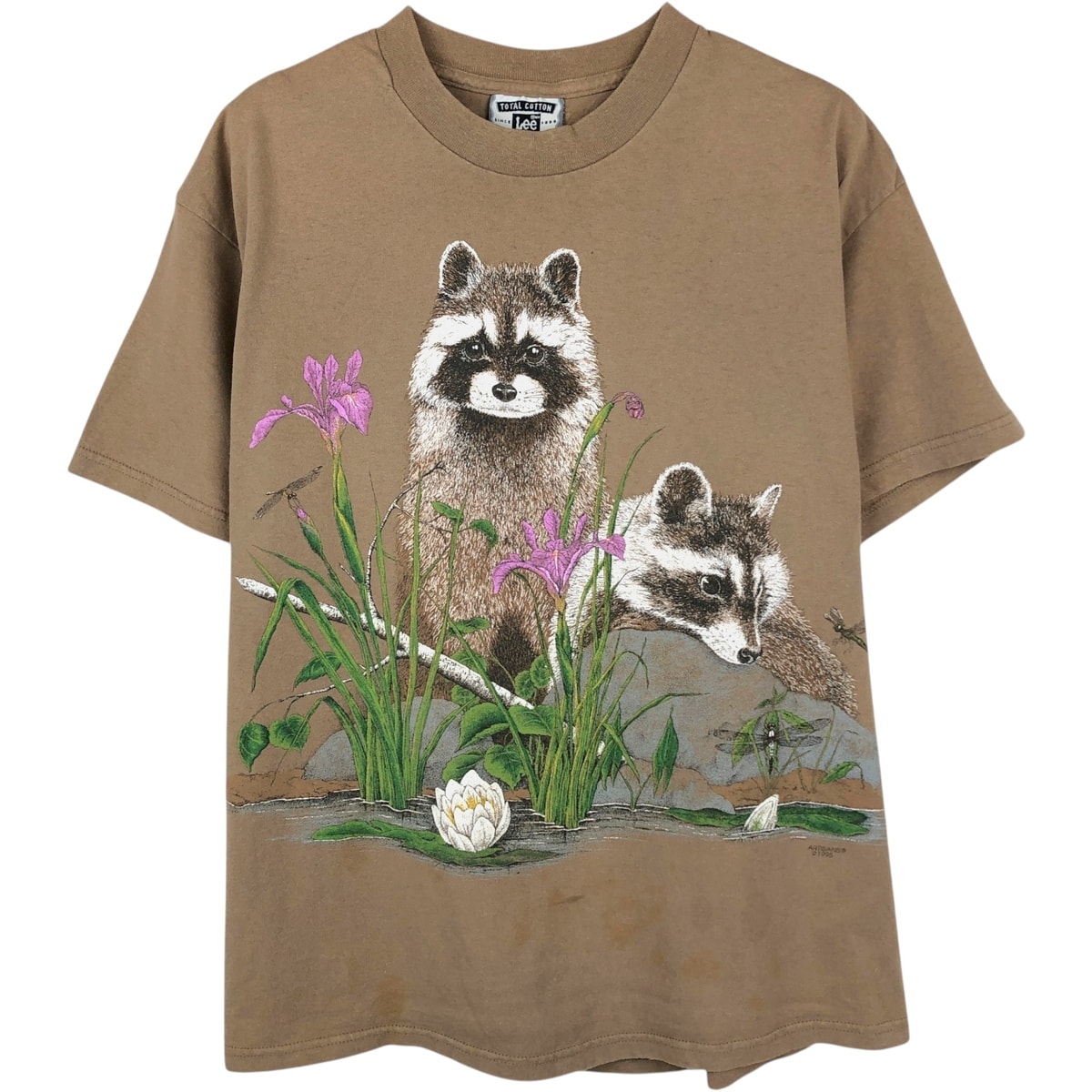 古着 90年代 リー Lee アライグマ柄 アニマルTシャツ USA製 メンズL相当 ヴィンテージ/eaa652880