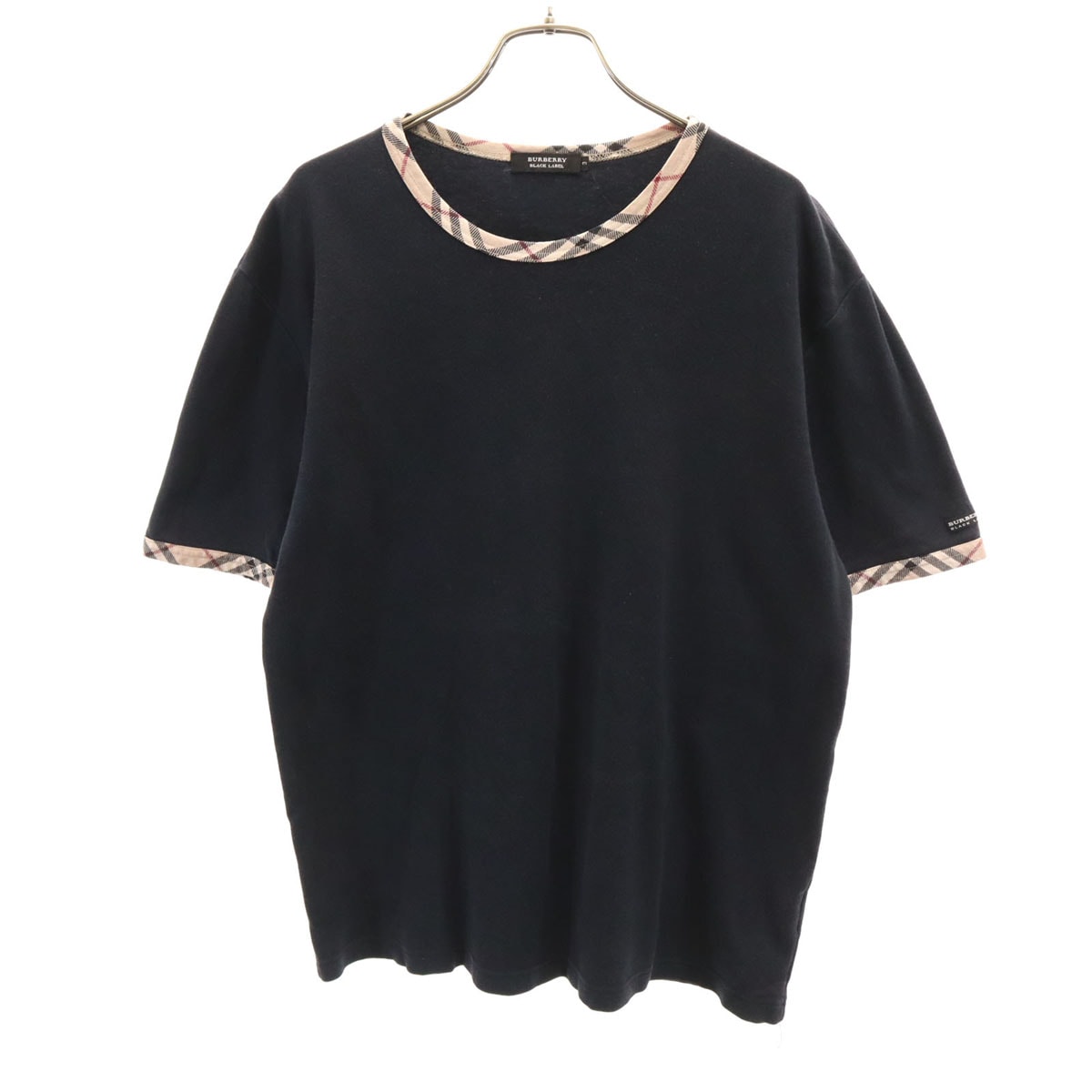 BURBERRY BLACK LABEL バーバリーブラックレーベル 日本製 半袖 リンガー Tシャツ 3 ブラック 三陽商会