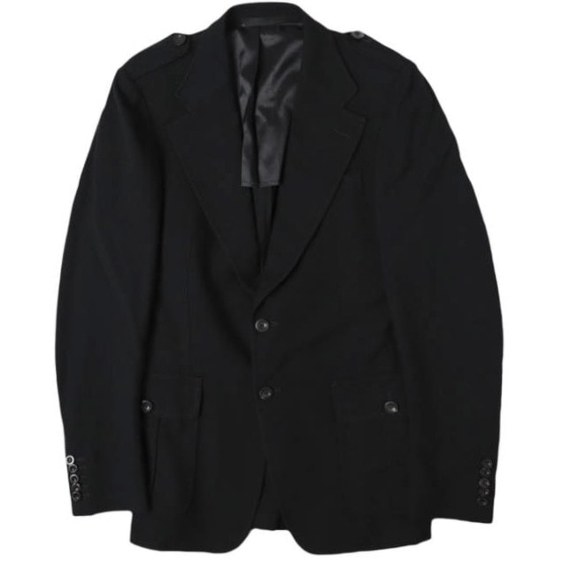 GUCCI グッチ エポーレット付き ウールギャバジン テーラードジャケット 46R BLACK 2B アウター g27745