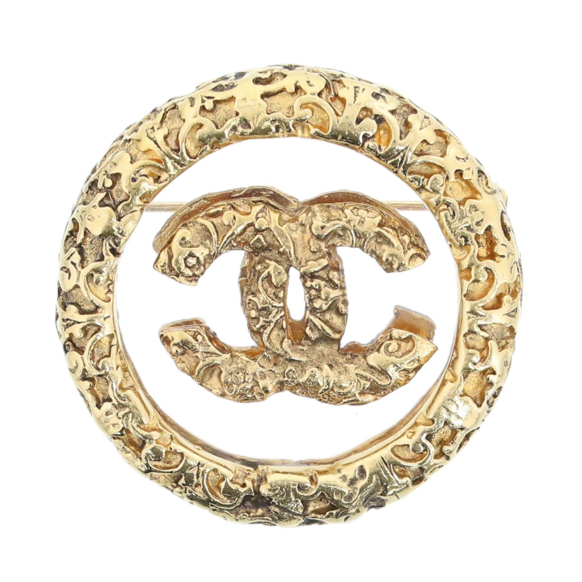 CHANEL シャネル ココマーク 溶岩 93A ブローチ 真鍮 ゴールド  レディース【中古】