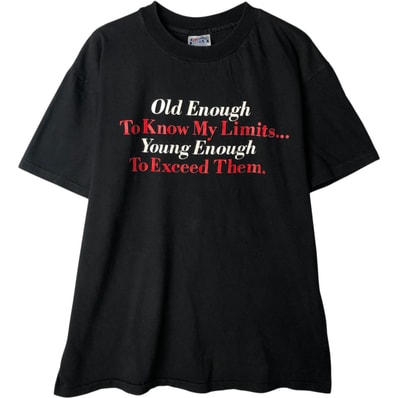 古着 80年代 ヘインズ Hanes BEEFY-T 青タグ メッセージプリントTシャツ USA製 メンズL相当 ヴィンテージ/eaa649653