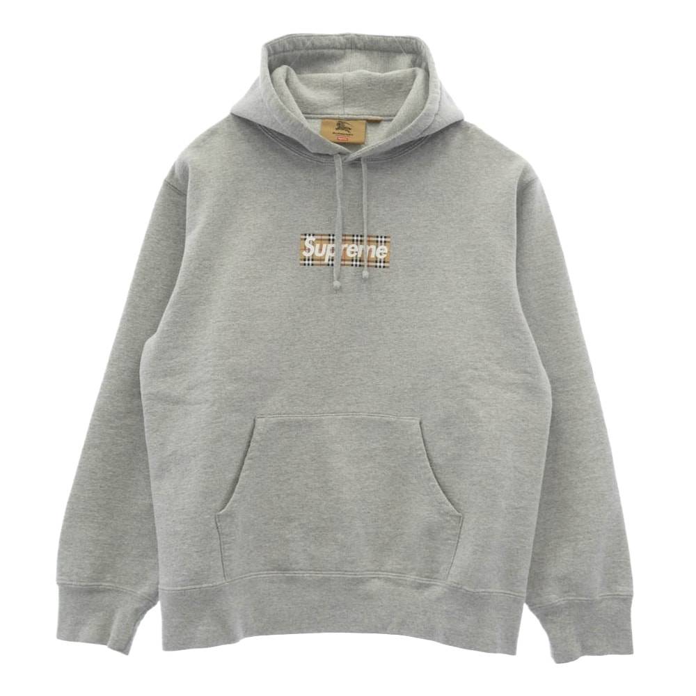 Supreme シュプリーム パーカー 22SS Burberry Box Logo Hooded Sweatshirt バーバリー ボックスロゴ  プルオーバーパーカー グレー系 M【中古】