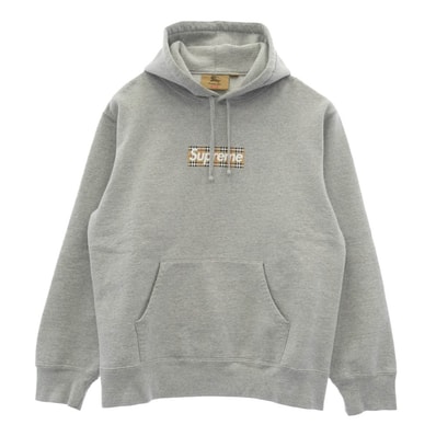 Supreme シュプリーム パーカー 22SS Burberry Box Logo Hooded Sweatshirt バーバリー ボックスロゴ プルオーバーパーカー グレー系 M【中古】