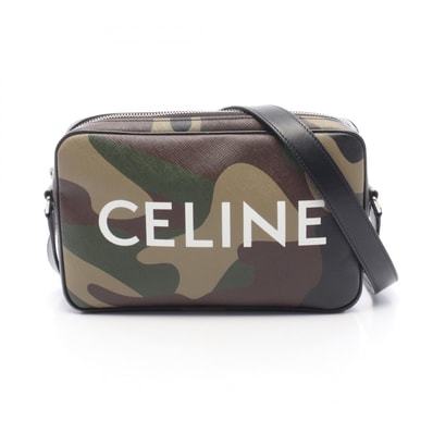 セリーヌ CELINE ミディアム メッセンジャーバッグ カモフラージュ ショルダーバッグ バッグ PVCコーティングキャンバス レザー レディース カーキ系 / ブラック系 / マルチカラー 194502DFF 【中古】