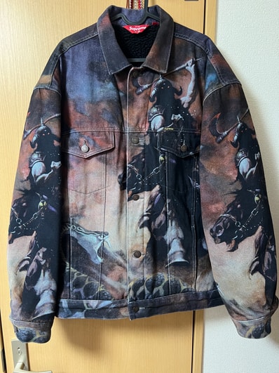 Supreme x Frank Frazetta Faux Shearling Lined Trucker Jacket "Multi"