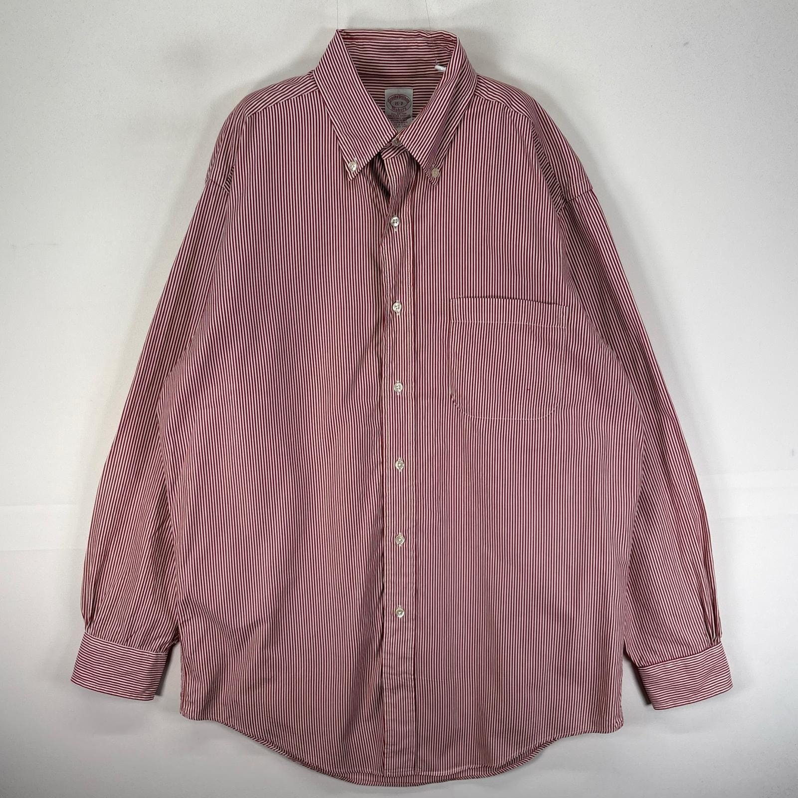古着 90's/90年代 ヴィンテージ ブルックスブラザーズ Brooks Brothers 長袖シャツ ボタンダウン USA製 M  レッド系 ストライプ メンズ