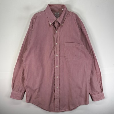 古着 90's/90年代 ヴィンテージ ブルックスブラザーズ Brooks Brothers 長袖シャツ ボタンダウン USA製 M レッド系 ストライプ メンズ
