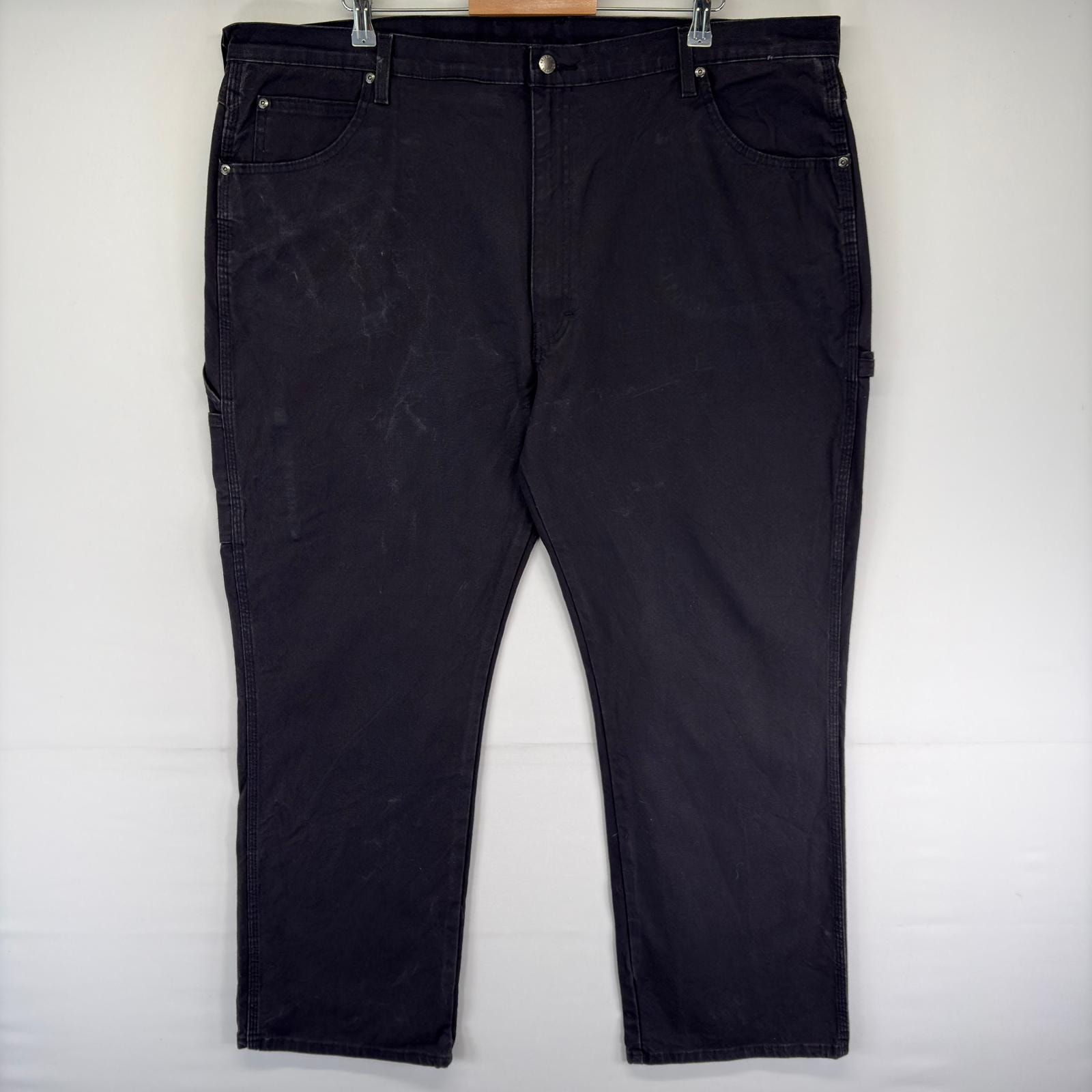 古着 ディッキーズ Dickies ダック パンツ ペインター ワンポイント ハンマーループ スパナポケット w44 L32  ブラック系 メンズ