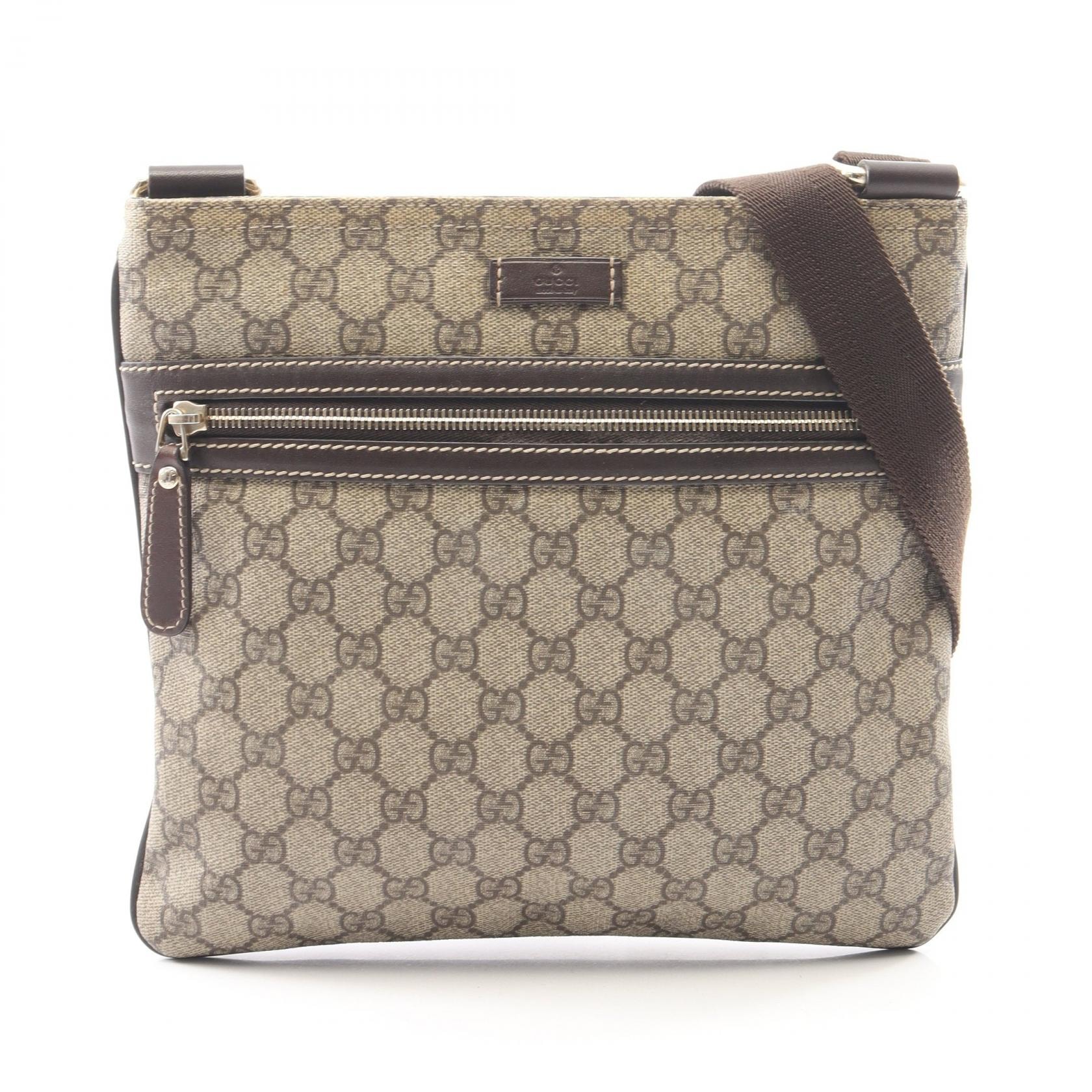 グッチ GUCCI GGスプリーム ショルダーバッグ バッグ PVCコーティングキャンバス レザー レディース ベージュ系 / ブラウン系 295257 【中古】