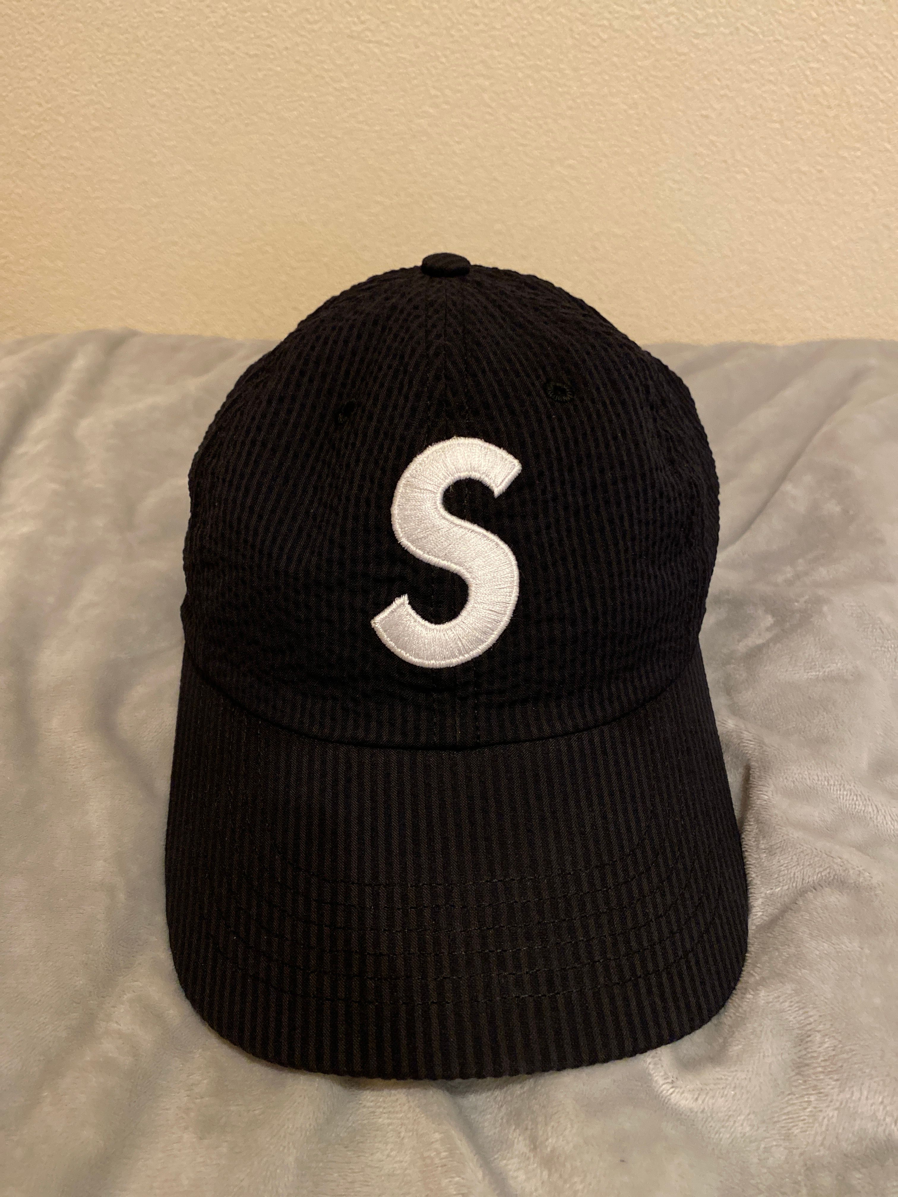 Supreme Seersucker S Logo 6-Panel "Black"
