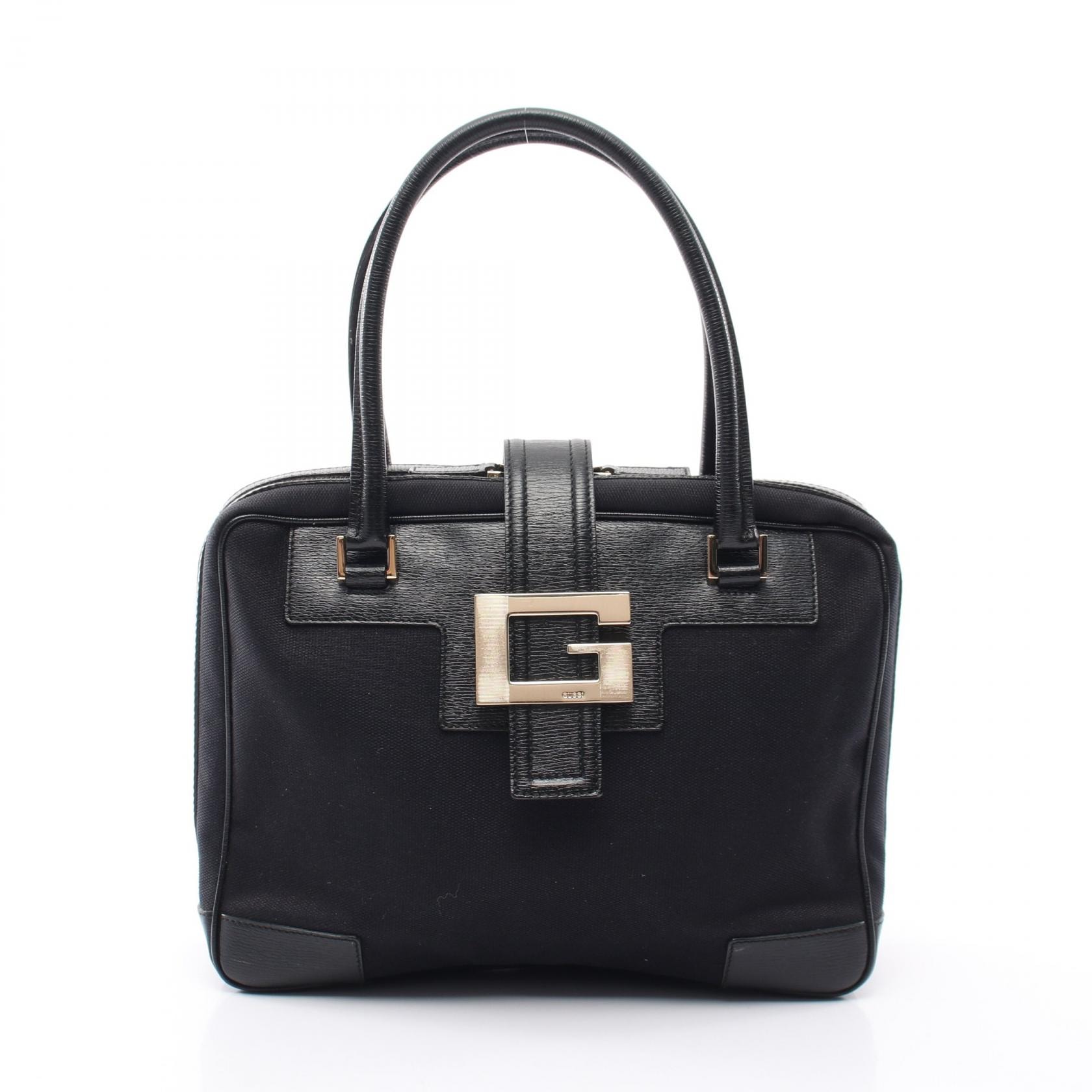グッチ GUCCI Gロゴ ハンドバッグ バッグ キャンバス レザー レディース ブラック系 001 5155 【中古】